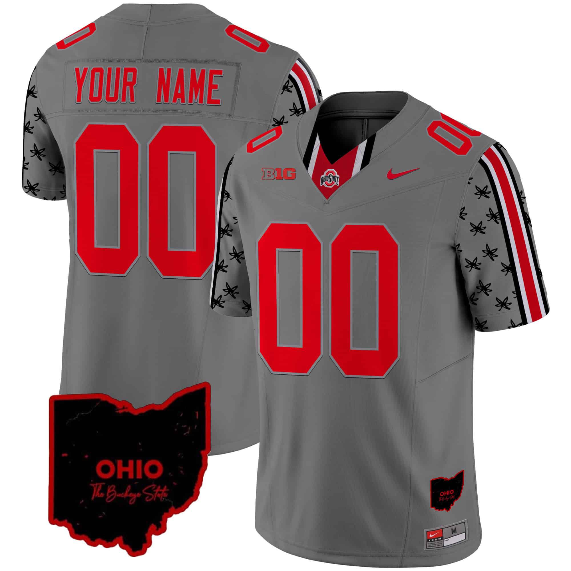 Men Ohio State Buckeyes Grey 2024 Nike Home Patch Vapor Limited Custom NCAA Jersey